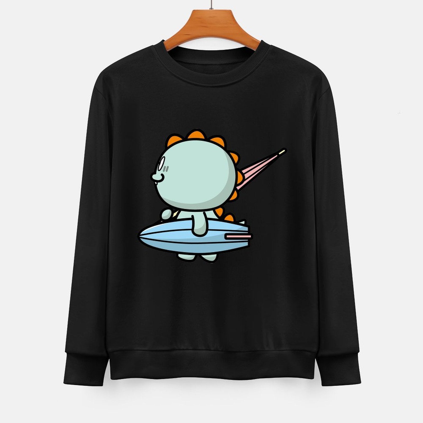 Front Patterned Long Sleeve TopColorfast Retro